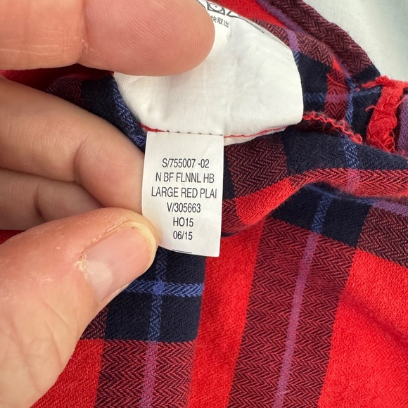 Old Navy Women's Large Red Plaid BOYFRIEND Button Up Flannel Shirt Casual Relax - Picture 11 of 16